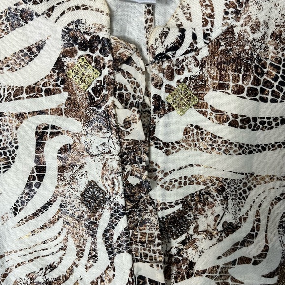 Chico's animal print linen blend size 2 overshirt - Picture 5 of 13